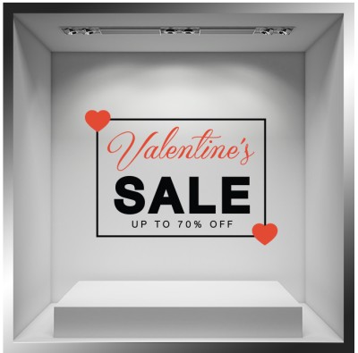 Houseart Valentine\'s Day 70% Off, Valentines Day, Αυτοκόλλητα βιτρίνας, 57 x 40 εκ.