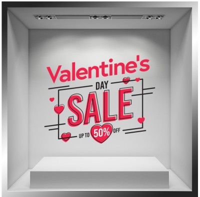 Valentine\'s Day Sale, Valentines Day, Αυτοκόλλητα βιτρίνας, 50 x 41 εκ.