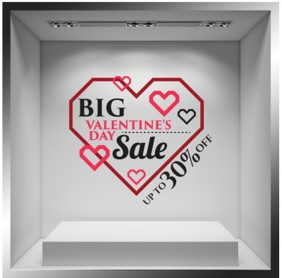 Big Valentine\'s Sale, Valentines Day, Αυτοκόλλητα βιτρ