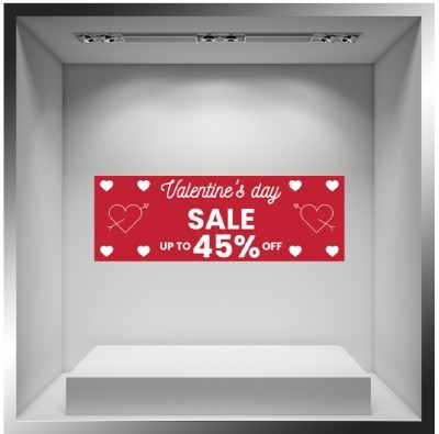 Valentine\'s Sales 45% Off, Valentines Day, Αυτοκόλλητα βιτρίνας, 90 x 31 εκ.