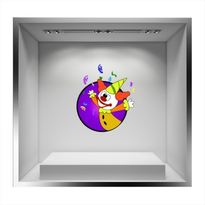Κλόουν με μοβ μπάλα Αποκριάτικα Αυτοκόλλητα βιτρίνας 58 x 50 cm (6916)