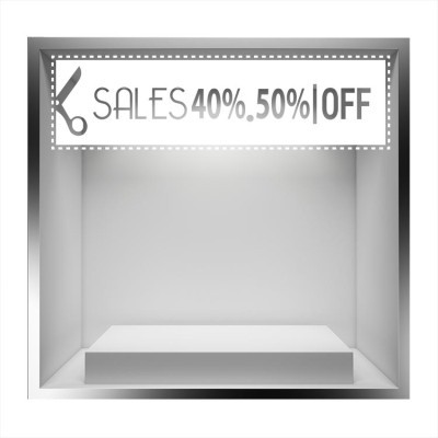 Sales 40% 50% off Εκπτωτικά Αυτοκόλλητα βιτρίνας 26 x 95 cm (20042)