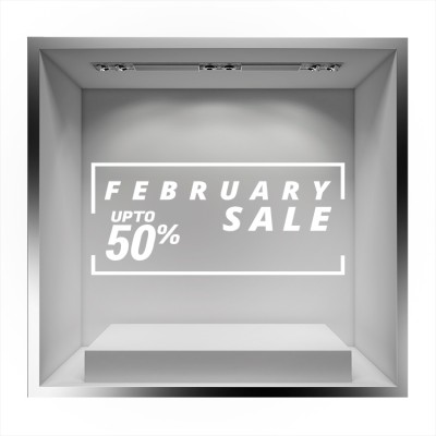 February Sale up to 50% με περίγραμμα Εκπτωτικά Αυτοκόλλητα βιτρίνας 34 x 70 cm (20080)