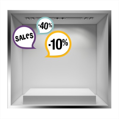 Sales -10%, -40% Εκπτωτικά Αυτοκόλλητα βιτρίνας 42 x 60 cm (13412)