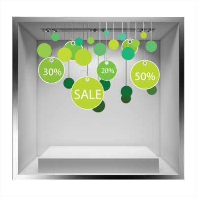Sales κρεμαστά στρογγυλά καρτελάκια Εκπτωτικά Αυτοκόλλητα βιτρίνας 50 x 67 cm (6373)