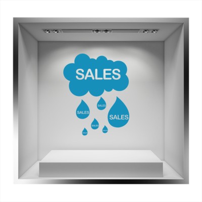 Sales σύννεφο με βροχή Εκπτωτικά Αυτοκόλλητα βιτρίνας 63 x 50 cm (6813)