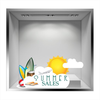 Summer sale καλοκαιρινές διακοπές Άνοιξη – Καλοκαίρι Αυτοκόλλητα βιτρίνας 50 x 100 cm (17733)