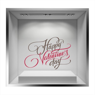 Happy valentines Day Καλλιγραφικά γράμματα Valentines Day Αυτοκόλλητα βιτρίνας 54 x 80 cm (8323)