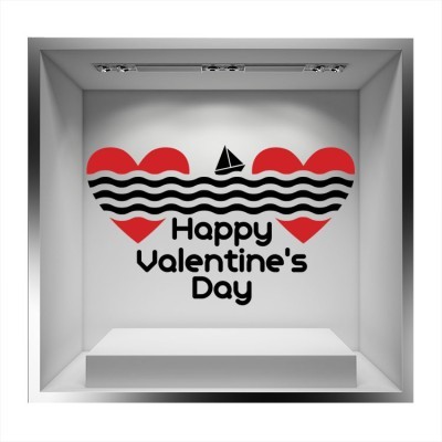Happy Valentines Day καρδιές και θάλασσα Valentines Day Αυτοκόλλητα βιτρίνας 42 x 70 cm (17032)