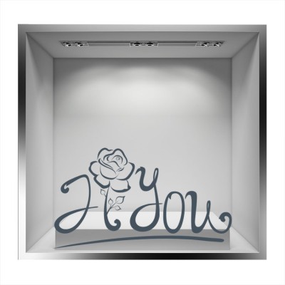 I Love you τριαντάφυλλο Valentines Day Αυτοκόλλητα βιτρίνας 45 x 80 cm (17045)
