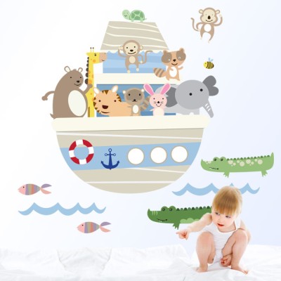 Ζώα σε καράβι Παιδικά Αυτοκόλλητα τοίχου 72 x 81 cm (14535)