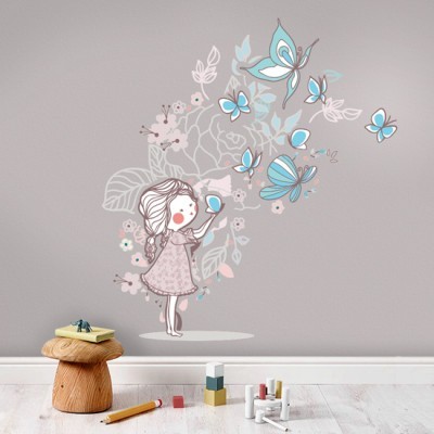 Butterfly Girl Παιδικά Αυτοκόλλητα τοίχου 109 x 100 cm (29017)