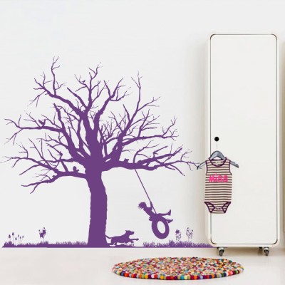 Κούνια σε δέντρο Παιδικά Αυτοκόλλητα τοίχου 84 x 100 cm (3752)