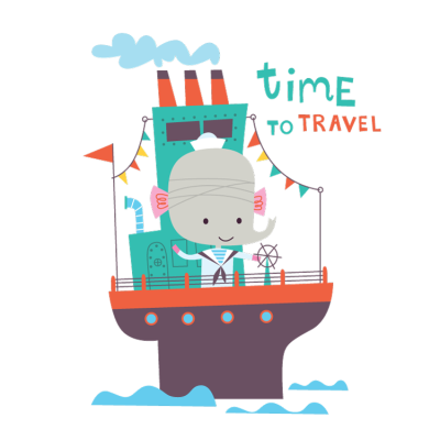 Time to travel Παιδικά Αυτοκόλλητα τοίχου 44 x 35 cm