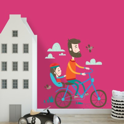 Βόλτες με ποδήλατο Παιδικά Αυτοκόλλητα τοίχου 45 x 45 cm (34995)