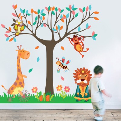 Ζώα κάτω από το δέντρο Παιδικά Αυτοκόλλητα τοίχου 151 x 151 cm (14520)
