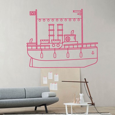 Καραβάκι Ναυτικά Αυτοκόλλητα τοίχου 58 x 70 cm