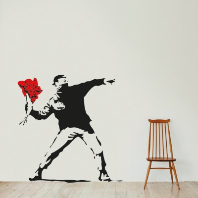 The flower thrower Banksy Αυτοκόλλητα τοίχου 82 x 80 cm (13244)