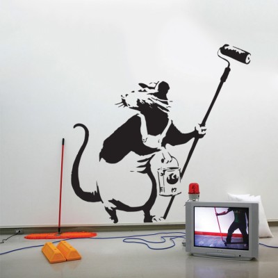 Rat painter Banksy Αυτοκόλλητα τοίχου 80 x 80 cm (13264)
