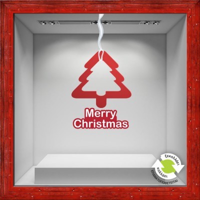 Χριστουγεννιάτικο Κρεμαστό Δέντρο Χριστουγεννιάτικα Αυτοκόλλητα βιτρίνας 85 x 44 cm (16338)