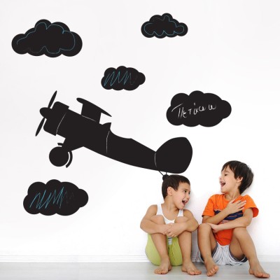 Αεροπλάνο στα σύννεφα Μαυροπίνακες Αυτοκόλλητα τοίχου 71 x 117 cm (13377)