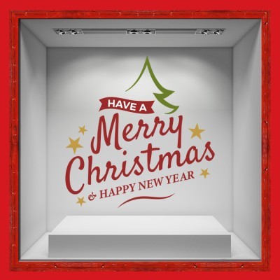 Have A Merry Christmas & Happy New Year Χριστουγεννιάτικα Αυτοκόλλητα βιτρίνας 51 x 50 cm (36713)