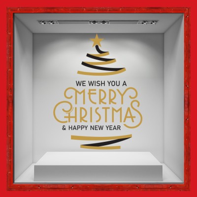 We Wish You A Merry Christmas Χριστουγεννιάτικα Αυτοκόλλητα βιτρίνας 64 x 50 cm (36720)