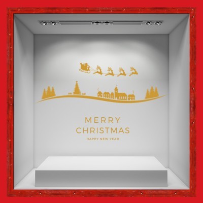 Χριστουγεννιάτικο Έλκηθρο Χριστουγεννιάτικα Αυτοκόλλητα βιτρίνας 48 x 80 cm (36737)