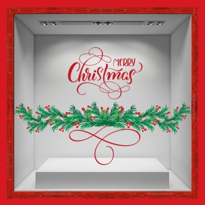 Merry Christmas Χριστουγεννιάτικα Αυτοκόλλητα βιτρίνας 55 x 80 cm (36739)