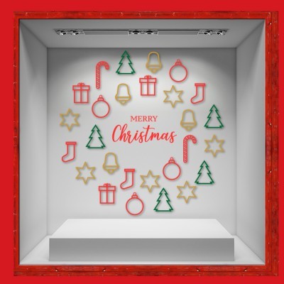 Christmas Ornaments Χριστουγεννιάτικα Αυτοκόλλητα βιτρίνας 50 x 50 cm (36748)