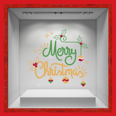 Merry Christmas – Colorful Χριστουγεννιάτικα Αυτοκόλλητα βιτρίνας 47 x 50 cm (36766)