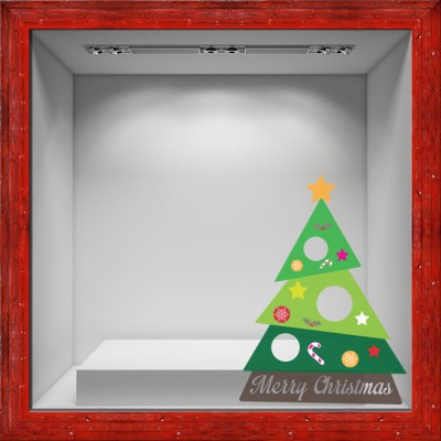 Χριστουγεννιάτικο Δέντρο Χριστουγεννιάτικα Αυτοκόλλητα βιτρίνας 79 x 58 cm (16335)