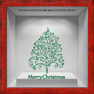 Χριστουγεννιάτικο Δεντράκι Χριστουγεννιάτικα Αυτοκόλλητα βιτρίνας 80 x 56 cm (16340)