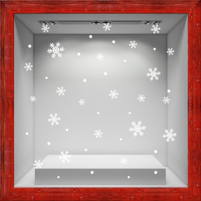 Νιφάδες Χιονιού Χριστουγεννιάτικα Αυτοκόλλητα βιτρίνας 103×139 (16381)