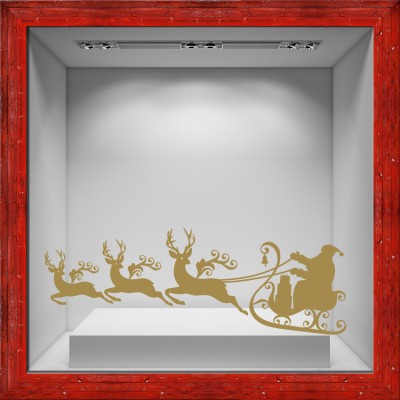 Έλκηθρο Χριστουγέννων Χριστουγεννιάτικα Αυτοκόλλητα βιτρίνας 36 x 117 cm (5979)