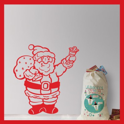 Άγιος Βασίλης με κουδουνάκια Χριστουγεννιάτικα Αυτοκόλλητα βιτρίνας 48 x 45 cm (6613)