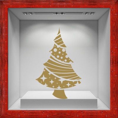 Μικρό Χριστουγεννιάτικο Δεντράκι Χριστουγεννιάτικα Αυτοκόλλητα βιτρίνας 70 x 45 cm (6616)