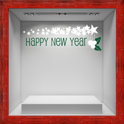 Happy New Year Christmas mistletoe Χριστουγεννιάτικα Αυτοκόλλητα βιτρίνας 33 x 100 cm (7994)