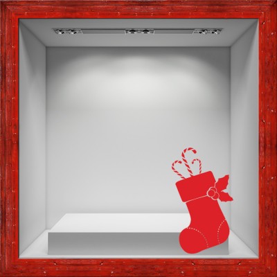 Κόκκινη μπότα Χριστουγεννιάτικα Αυτοκόλλητα βιτρίνας 52 x 30 cm (13320)