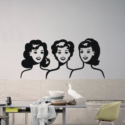 Γυναίκες ρετρό πρόσωπα Κόμικς Αυτοκόλλητα τοίχου 32 x 65 cm (16388)