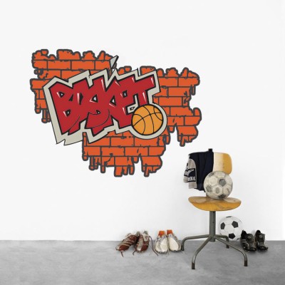 Γκράφιτι Basket Street art Αυτοκόλλητα τοίχου 37 x 50 cm (216)