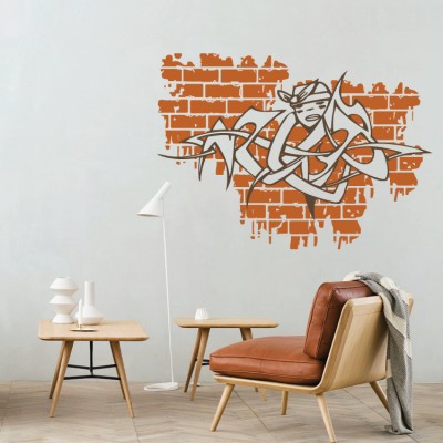 Γκράφιτι στο τούβλο Street art Αυτοκόλλητα τοίχου 37 x 50 cm