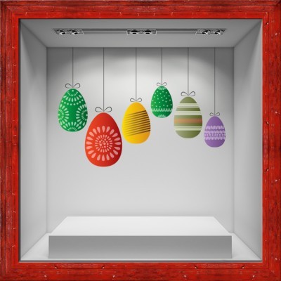 Κρεμαστά αυγά Πασχαλινά Αυτοκόλλητα βιτρίνας 45 x 47 cm (8657)