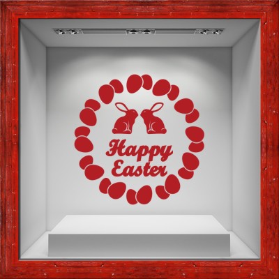 Καλό Πάσχα κουνελάκια Πασχαλινά Αυτοκόλλητα βιτρίνας 50 x 50 cm (13736)