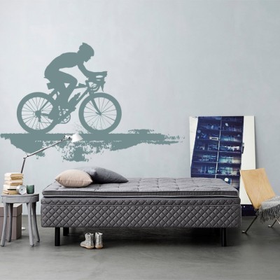 Ποδηλάτης σε δρόμο Σπορ Αυτοκόλλητα τοίχου 50 x 77 cm (483)