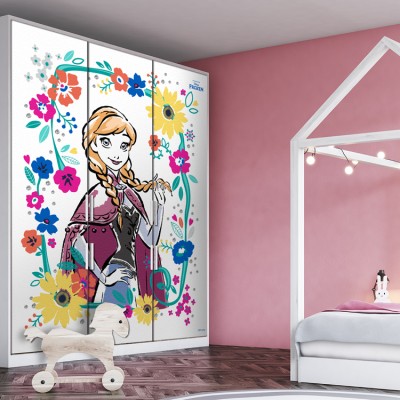 Αννα με λουλουδάκια, Frozen Disney Αυτοκόλλητα ντουλάπας 65 x 185 cm (26254)