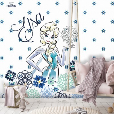 Elsa with flowers, Frozen Disney Ταπετσαρίες Τοίχου 100 x 100 cm (24060)