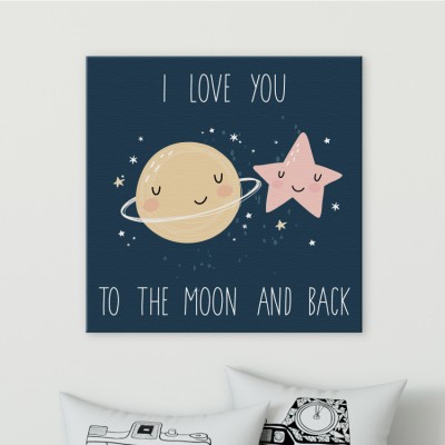 Διαστημική αγάπη! Παιδικά Πίνακες σε καμβά 50 x 50 cm (35647)