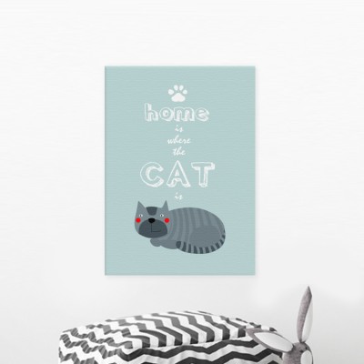 Η γάτα είναι στο σπίτι Παιδικά Πίνακες σε καμβά 56 x 40 cm (35854)