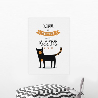 Η ζωή είναι καλύτερα με γάτες Παιδικά Πίνακες σε καμβά 56 x 40 cm (35857)